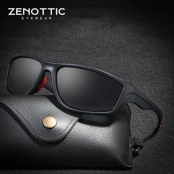 Sonnenbrille Zenottic Sport Polarisierte Sonnenbrille Männer Rechteck Fahren Outdoor Sonnenbrille Uv 400 HD Schutzbrille Gelbe Linse Nachtsichtbrillen