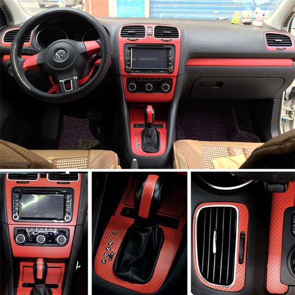 Para volkswagen vw golf 6 gti mk6 r20 interior painel de controle central maçaneta da porta adesivos de fibra carbono decalques estilo do carro 216w