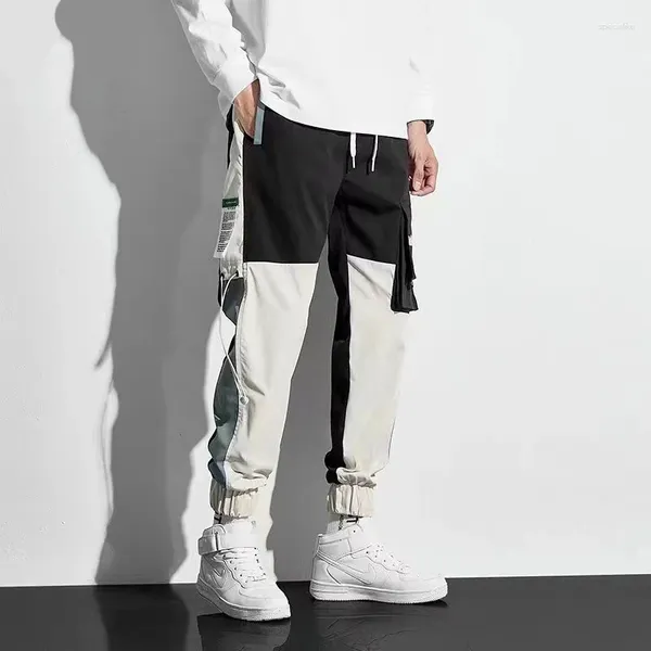 Calças masculinas o estilo country maré macacão homem emenda corda encadernação ins solto hip-hop moda casual