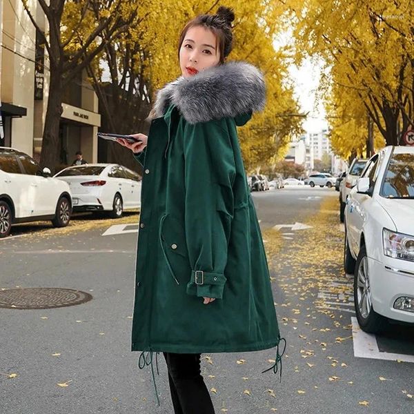 Trench da donna Donna Nagymaros Pelliccia con cappuccio Giacca spessa Abbigliamento Autunno Inverno Giù Parka in cotone Cappotto in lana di agnello Donna coreana