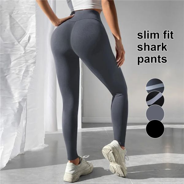 Neue Nylon Back V Butt Yoga Hosen Frauen Hohe Taille Fitness Workout Gym Laufen Scrunch Leggings Hosen Jogging Active Wear