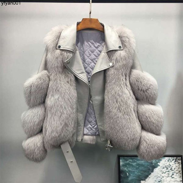 Дизайнерская одежда Куртки Пушистые коричневые меховые пальто из лисьего меха Зимняя модная меховая куртка Модные пальто