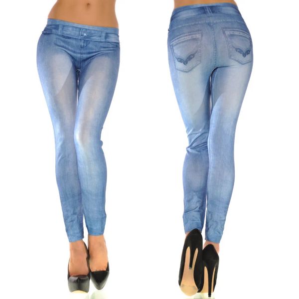 Frauen Neue Mode Klassische Stretchy Dünne Leggings Sexy nachahmung Jean Dünne Jeggings Dünne Hosen große größe böden heißer