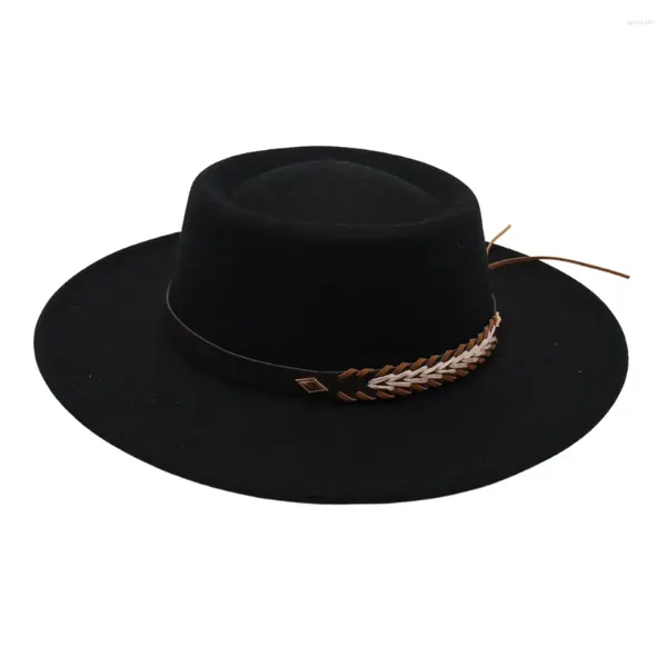 Berretti Bombetta francese da donna Cappello Fedora Fascinator in lana da uomo Jazz in feltro elegante a tesa larga da donna per banchetti autunno inverno