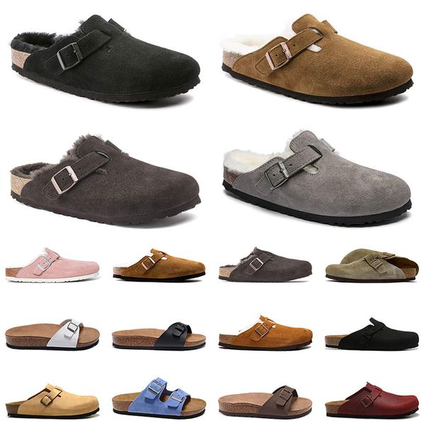 En kaliteli süet slaytlar birkenstocks tıkanıklık sandaletler 2024 deri platform bostonlar erkekler kadınlar siyah beyaz kahverengi slaytlar birkin stoklar erkekler birkinstocks sandals