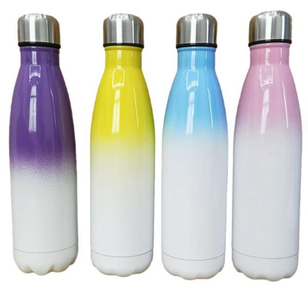 Farbverlaufs-Sublimations-Cola-Wasserflasche aus Edelstahl, doppelwandiger Becher, beschichteter Reisebecher, isolierte Isolierflasche für Outdoor-Reisesportarten