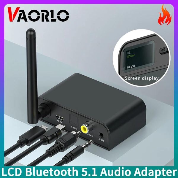 Alto-falantes Bluetooth 5.1 Receptor Transmissor de Áudio Display LCD com Antena Óptica Coaxial Aux 3.5mm Adaptador Sem Fio para TV PC Alto-falante
