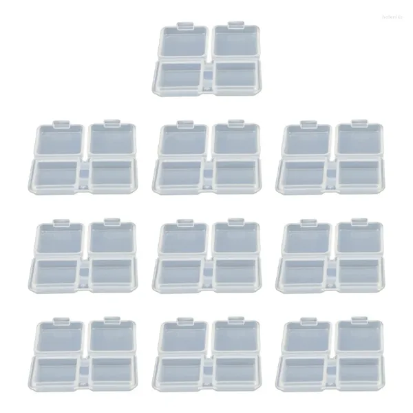 Мешочки для ювелирных изделий, маленькая коробка для хранения бусин, пластиковая мини-прозрачная прозрачная крышка на петлях и прямоугольный контейнер для бусин
