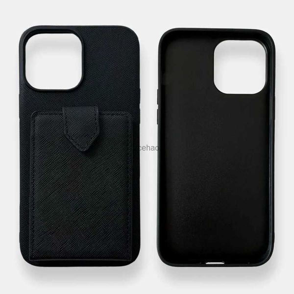 Handyhüllen Business-Leder Saffiano Cool Black Style Multi-Card-Taschen-Telefonabdeckung für iPhone11 12 13 14 ProMax 14Plus Anti-Drop-KartenetuiL240105