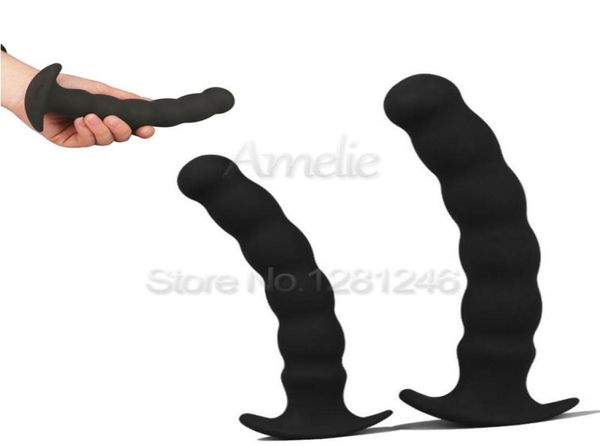 Tamanho SL Rosca de Silicone Anal Beads Realista Vibrador Anal Trainer Masturbação Butt Plug Brinquedo Sexual Erótico Para Mulher Homens Gay Y7822539