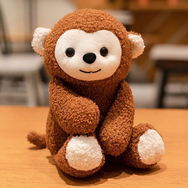 Bonito macaco coelho urso leão travesseiro de pelúcia sentado animais de pelúcia brinquedo boneca presentes para meninos meninas 240108