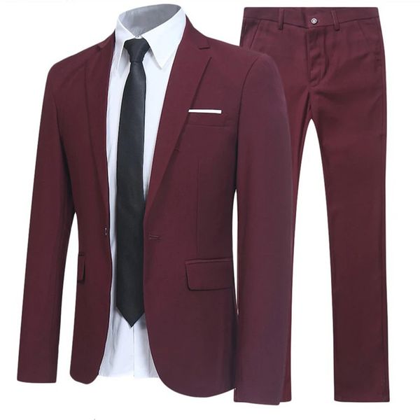 Completo da uomo formale 2 pezzi Set di moda Boutique Abito da lavoro Abito da sposo da sposa Cappotto Blazer Pantaloni Tute Set di abbigliamento 240108