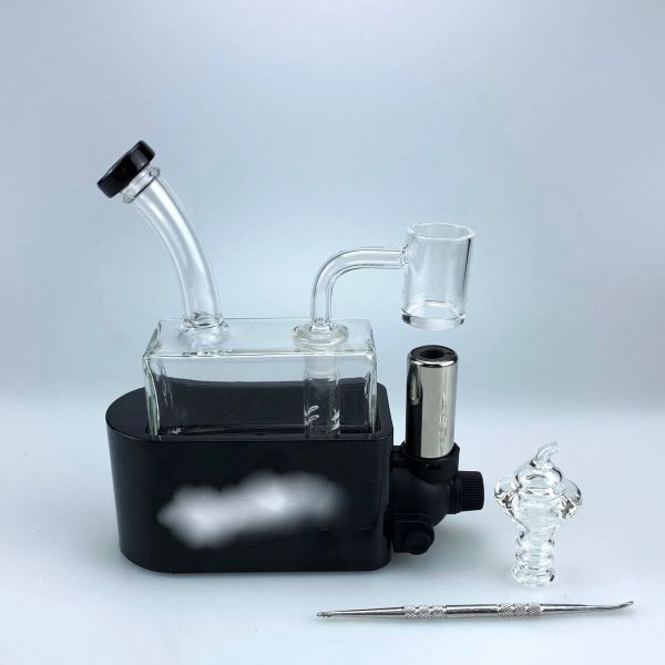 Hotsale Bong in vetro Kit per fumatori Narghilè quadrato Pipa ad acqua Dab Rig Rig Ine con quarzo Banger Carb Cap Accessori Set per cera LL