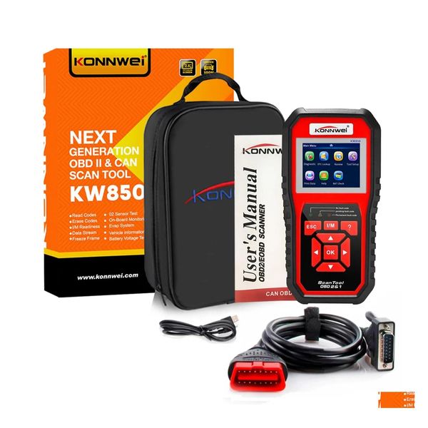 Araçlar teşhis araçları konnwei obd2 obd2 obb2 tarayıcı kw850 fl işlevli araba teşhisi obd motor kodu okuyucusu bırakma dağıtım cep telefonu motosiklet