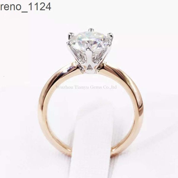 Gemme Tianyu Gioielli Mossanite personalizzati 2CT VVS Moissanite Solitaire Reale 14K 18K Diamante Fidanzamento Anello in oro da sposa per le donne