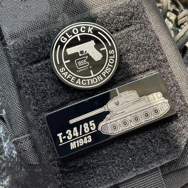 Chaveiros GLOCK Metal Patch para PISTOLAS DE AÇÃO ClothSAFE T-34/85 M1943 Combate União Soviética Tanque Médio Tático Moral DIY Crachá J240108