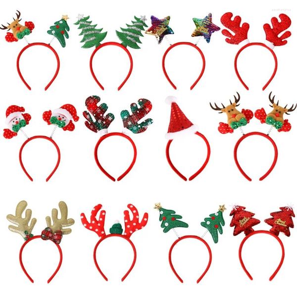 Accessori per capelli Cartone animato Fascia natalizia rossa Babbo Natale Pupazzo di neve Corna Fascia per capelli Buon arredamento Bambini adulti Regali Naviidad Giocattoli Noel