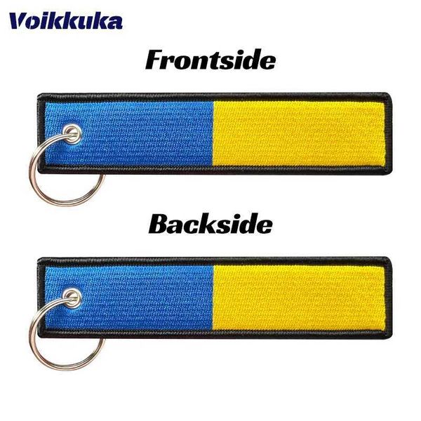 Schlüsselanhänger 1PC 2PCS 3PCS Set Verkauf Ukrainische Flagge Beide Seiten Stickerei 2 Farben Tag Schlüsselanhänger Auto LKW Rucksack Schlüsselanhänger Geschenke Großhandel J240108