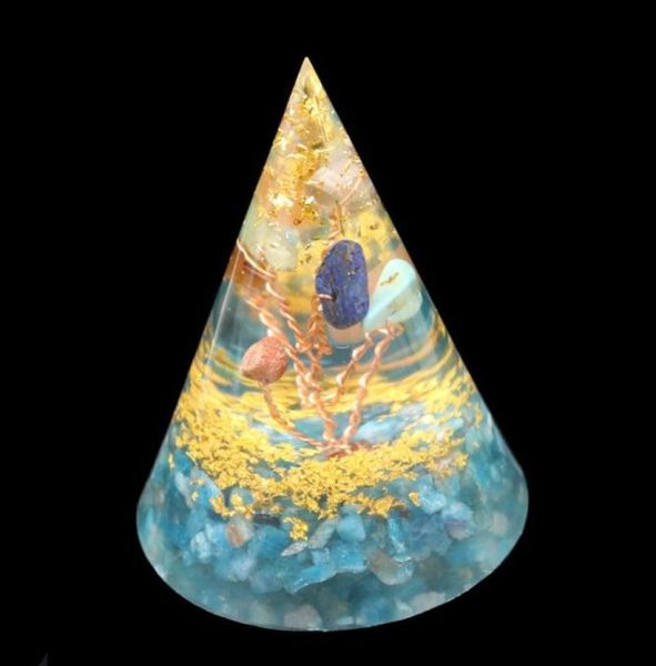 Intero 5 pezzi Orgone Energy Stone e resina Piramide Ciondolo Avvolgimento in filo di rame Gioielli Albero della vita94259666654891