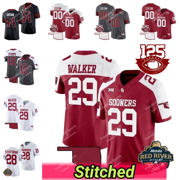 Maglia 125th Red River Sooners College Football Tawee Walker Jackson Arnold Drake Stoops Dillon Gabriel Baker Mayfield Sammy Brown Bowman Jr. Antracite Rosso Nero