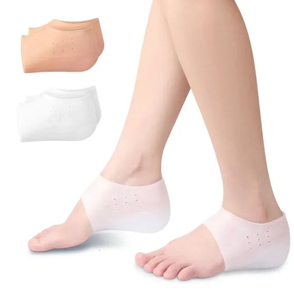 Aumento de altura invisível 2545cm meias de silicone gel almofadas de calcanhar ortopédico arco apoio almofada palmilhas pé massagem almofada 240108