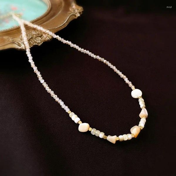 Anhänger Halsketten Unregelmäßige Shell Kristall String Perlen Halskette Südkorea Schlüsselbein Kette Weiblich