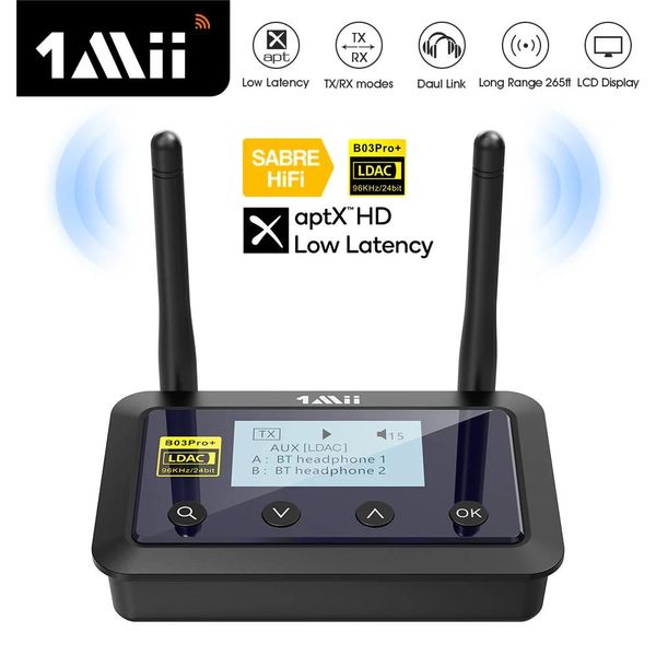 Разъемы 1mii b03pro+ bluetooth 5.0 приемник передатчика Audio aptx ll hd csr8675 Hifi Ldac Bluetooth Adapter для телевизионного ПК с ЖК -экраном #