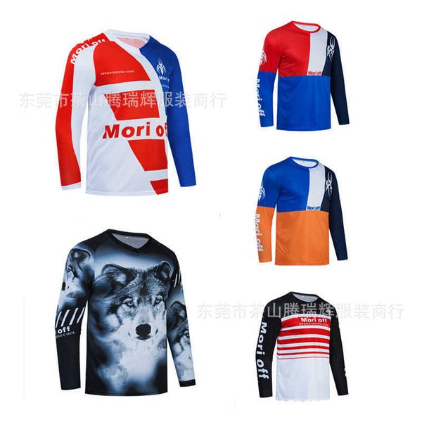 Homens Camisetas Foxx Cabeça Velocidade Subduing Off Road T-shirt Terno de Motocicleta Dh Mountain Bike Equitação Terno Top Homens Manga Comprida