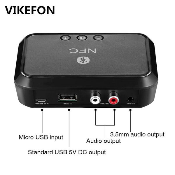 Altoparlanti Ricevitore Bluetooth Vikefon Disco NFC/USB Lettura musicale Adattatore wireless stereo Altoparlante per auto Aux/rca da 3,5 mm Ricevitore audio Bluetooth