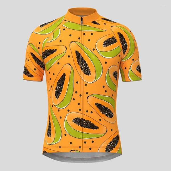 Jaquetas de corrida aquarela papaia homem camisa de ciclismo manga curta verão bicicleta camisa desgaste montanha estrada roupas respirável mtb