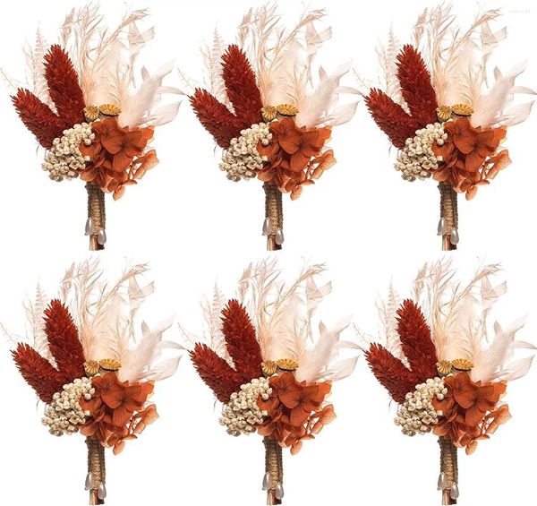 Flores decorativas buracos de botão grama de pampas para casamento padrinhos dama de honra flor bolo de aniversário decoração de mesa mini buquê seco