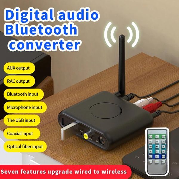 Connettori Dac Bluetooth compatibile 5.0 Ricevitore audio Fibra ottica coassiale Aux 3,5 mm Rca U Disco/Controllo ir Adattatore wireless per kit auto TV