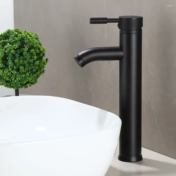 Banyo Lavabo musluk musluk paslanmaz çelik soğuk su karışıcı musluk siyah havza anti-splash vanity mutfak için