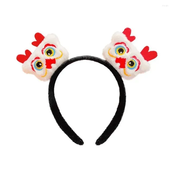 Haarschmuck Löwentanz 2024 Frohes Jahr Stirnband Rotes Haarband Chinesischer Stil Drachenpuppe Maskottchen Cartoon