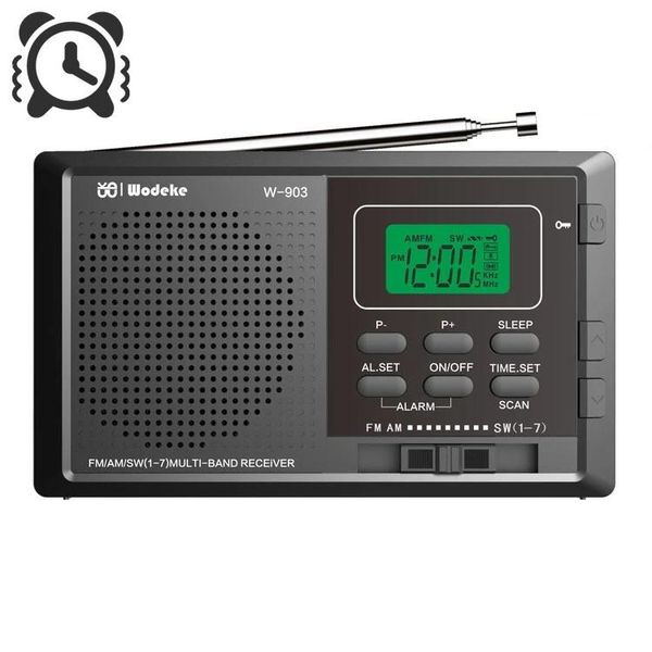 Radio Mini-Wecker, DSP-Radio, tragbar, FM/AM/SW, Kurzwellen-Taschenradio mit LED-Bildschirm, digitale Uhr, Kopfhöreranschluss, Antenne