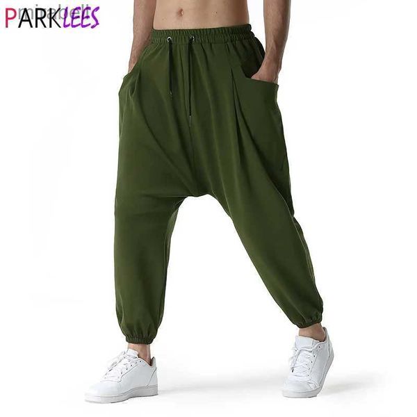 Herrenhose Army Green Baggy Genie Boho Yoga Haremshose Baumwolle Low Drop Crotch Jogger Jogginghose Herren Casual Hippie Streetwear Hose YQ240108