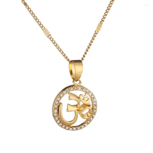 Anhänger Halsketten Goldfarbe OHM Hindu Buddhist AUM OM Halskette Hinduismus Yoga Indien Outdoor Sport Charm Schmuck