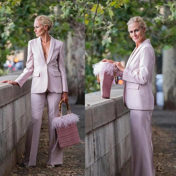 Calças femininas de duas peças conjunto roxo com lapela casamento fraque um botão casual terno personalizado 2 peças