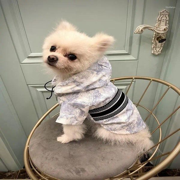 Vêtements pour chiens Veste coupe-vent pour animaux de compagnie XS-2XL Denim Cat Teddy Yorkshire Manteau de taureau français Sweats à capuche