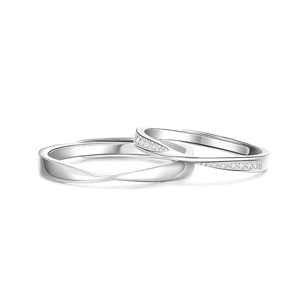 New Moebius Strip Ring Ring Eternal Love Couple Ring S925 Sterling Silver Micro Set