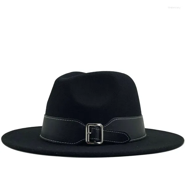 Berets 2024 Outono Inverno Lã Fedoras Mulheres Chapéu de Feltro Senhoras Sombrero Jazz Masculino Bowler Ao Ar Livre Vintage Top Chapéus Grande Tamanho