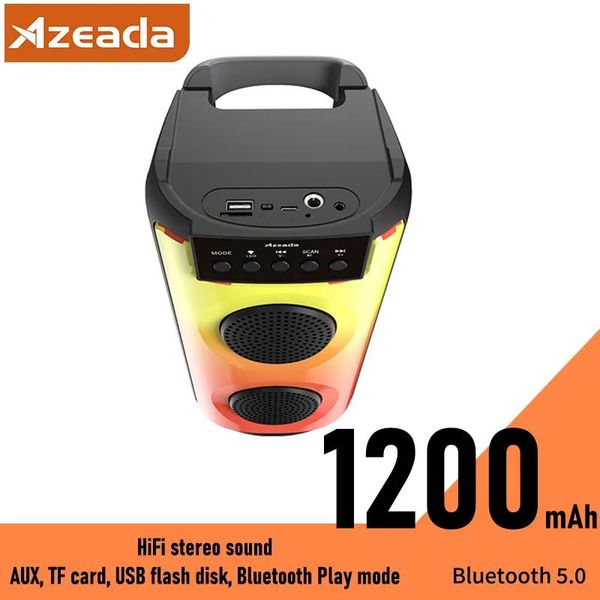Lautsprecher Azeada Drahtloser Bluetooth-Lautsprecher HiFi-Stereo-Sound AUX, Mikrofon, TF-Karte, USB-Flash-Disk-Wiedergabemodus Bluetooth 5.0-Lautsprecher