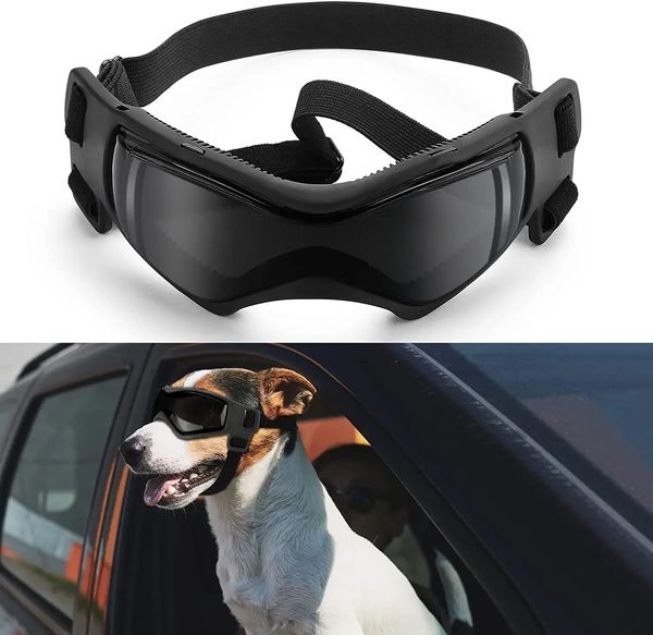 ATUBAN Schutzbrille für Hunde, Hundebrille, UV-Schutzbrille, Schneeschutz, Windschutz, Staubschutz, mit verstellbarem Riemen, 240108