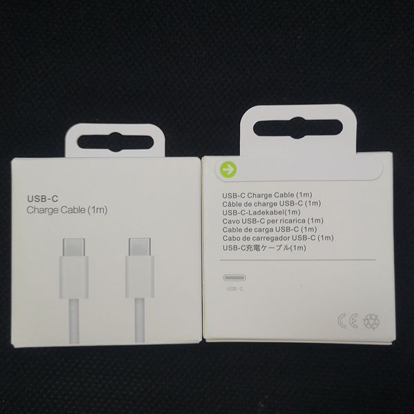 Cabos PD de 60 W para iPhone 15 Carregamento rápido USB C para Type C Cabos trançados de carregamento Cabo de carregador rápido Cabo de dados de 1M iPhone Samsung Xiaomi Huawe Telefone com caixa de varejo