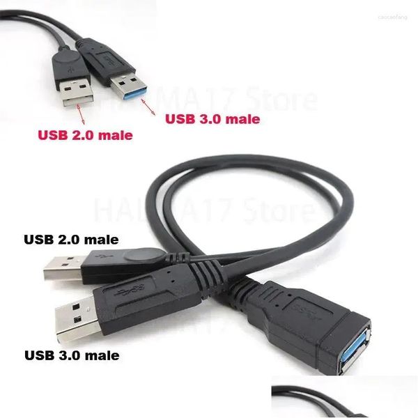 Компьютерные кабели Разъемы S Черный USB 3.0 «мама» на двойной 2 «папа» с дополнительным источником питания Y Удлинитель для мобильного жесткого диска 2.5 Otnlo