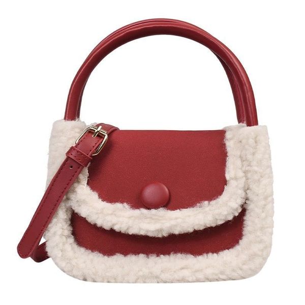 Saco de cabelo de outono e inverno feminino 2024 nova moda coreana retrô carregando uma pequena bolsa quadrada com um ombro de ombro único saco crossbody 022