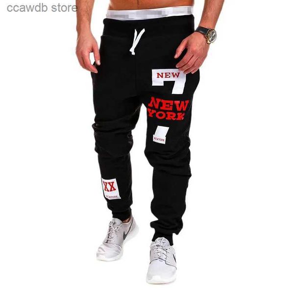 Herrenhosen, Herrenhosen, Hip-Hop-Stil, lässig, Sport, Joggen, schweißabsorbierend, Sporthose, modisch, bedruckt, Basic, Streetwear, Schwarz, Weiß, T240108