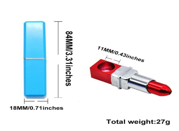 Batom portátil em forma de metal cachimbos tabaco cigarro feminino mini cachimbos moda batom para senhora menina presentes de natal 3 7925651