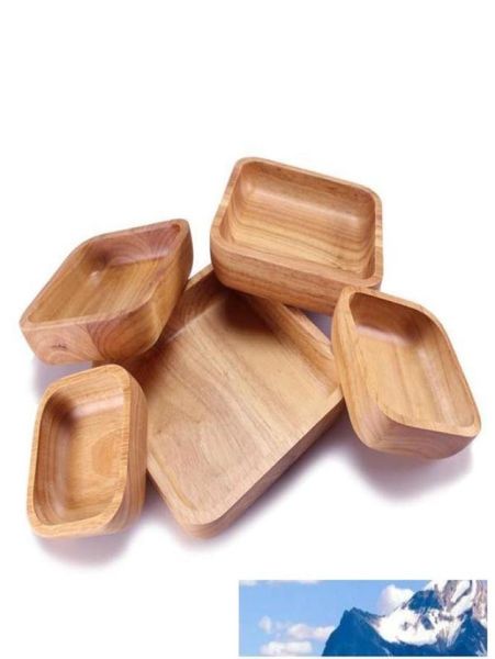 Tigela de madeira natural quadrada marrom, durável, espessa, salada, frutas, pão, salada, talheres para cozinha doméstica 38xy cb1781598