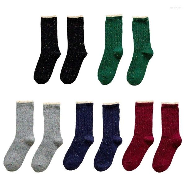 Damensocken, japanische Süße, dicke Zopfmuster, Rüschen, Spitzenbesatz, Patchwork, Rüschen, Slouch-Baumwollstiefel